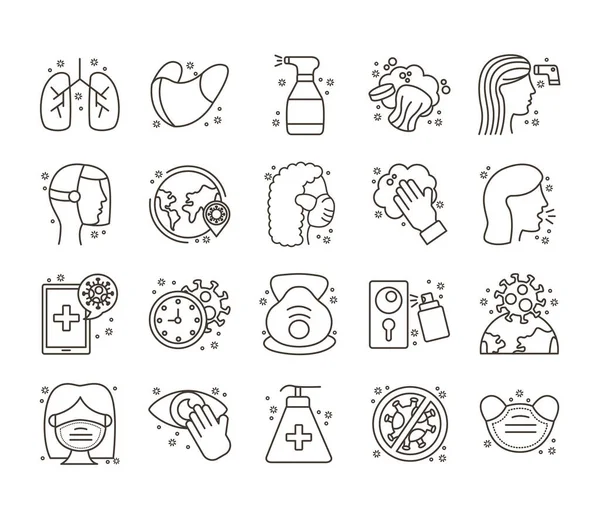 Bundle of covid19 set icons — Stock Vector