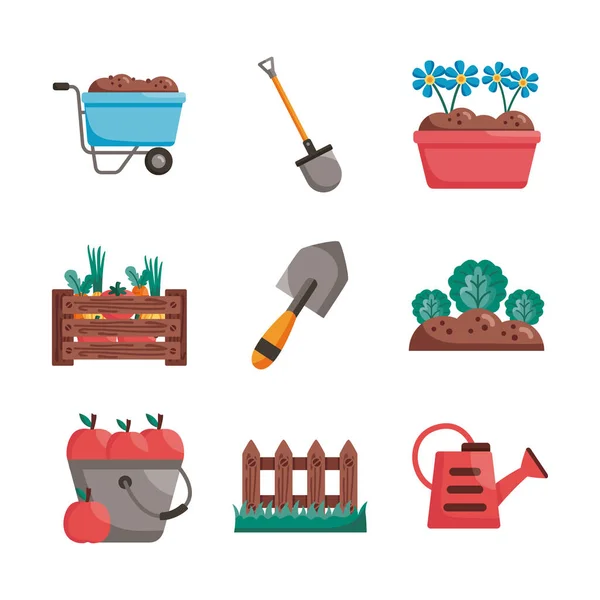Jardinage détail style icône set vectoriel design — Image vectorielle