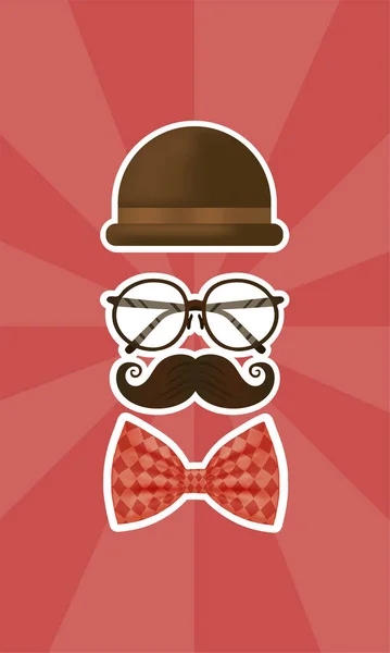 Hat glasses mustache and bowtie of fathers day vector design — Stock Vector