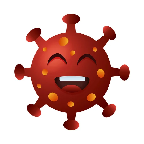 Covid19 particle happy emoticon character — Stock Vector