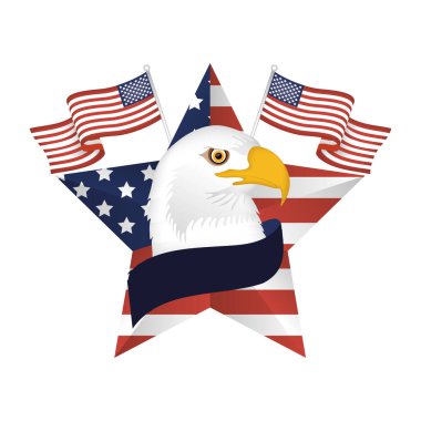 Usa kartalı bayraklar vektör tasarımlı iç yıldız
