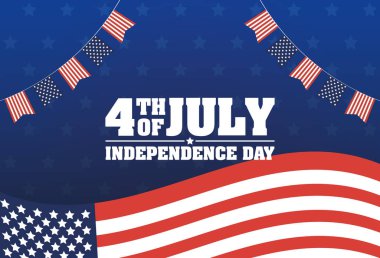 Usa bayrağı ve 4 Temmuz vektör tasarımının flaması
