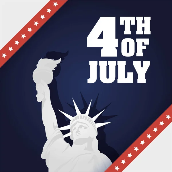 Usa liberty statue on 4th of july vector design — Stock Vector