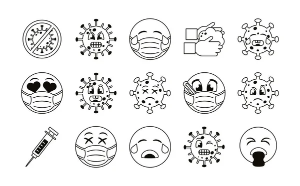 Пучок значків набору емуїстів covid19 — стоковий вектор