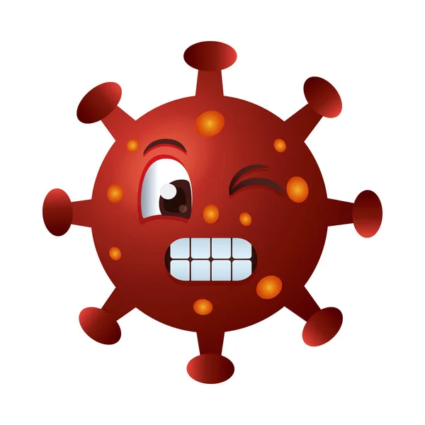 Covid19 particle angry emoticon character — Stock Vector