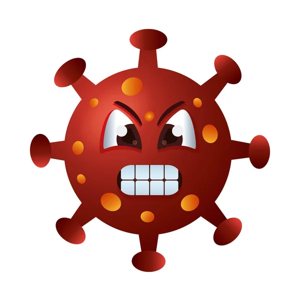 Covid19 particle angry emoticon character — Stock Vector