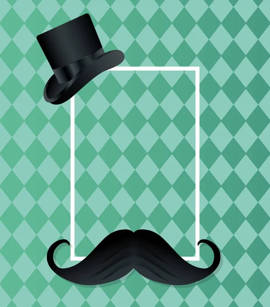 Sombrero con bigote alrededor del diseño del vector del marco — Archivo Imágenes Vectoriales