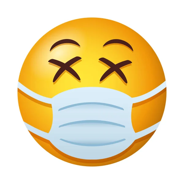 Emoji memakai masker medis gaya degradiasi - Stok Vektor