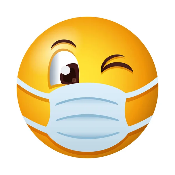 Emoji usando máscara médica estilo degradante — Vector de stock