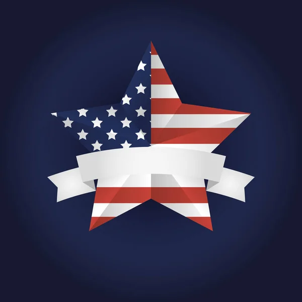 Hvězda USA se stuhou z 4. července vektorového designu — Stockový vektor