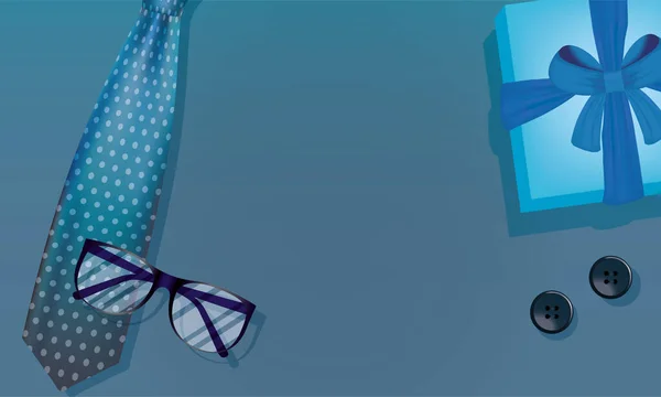 Puntige stropdas knoppen bril en geschenk van vaders dag vector ontwerp — Stockvector