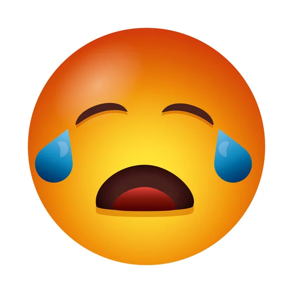 Ikon gaya degradiasi wajah emoji yang menangis - Stok Vektor
