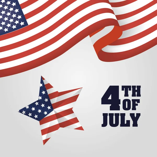 Stati Uniti stella e bandiera del 4 luglio design vettoriale — Vettoriale Stock
