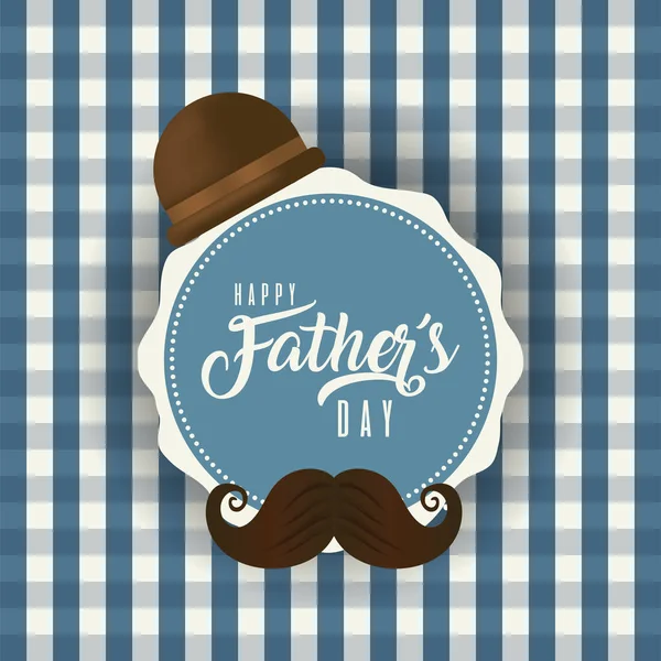 Timbre de sceau avec chapeau et moustache de père conception vectorielle de jour — Image vectorielle