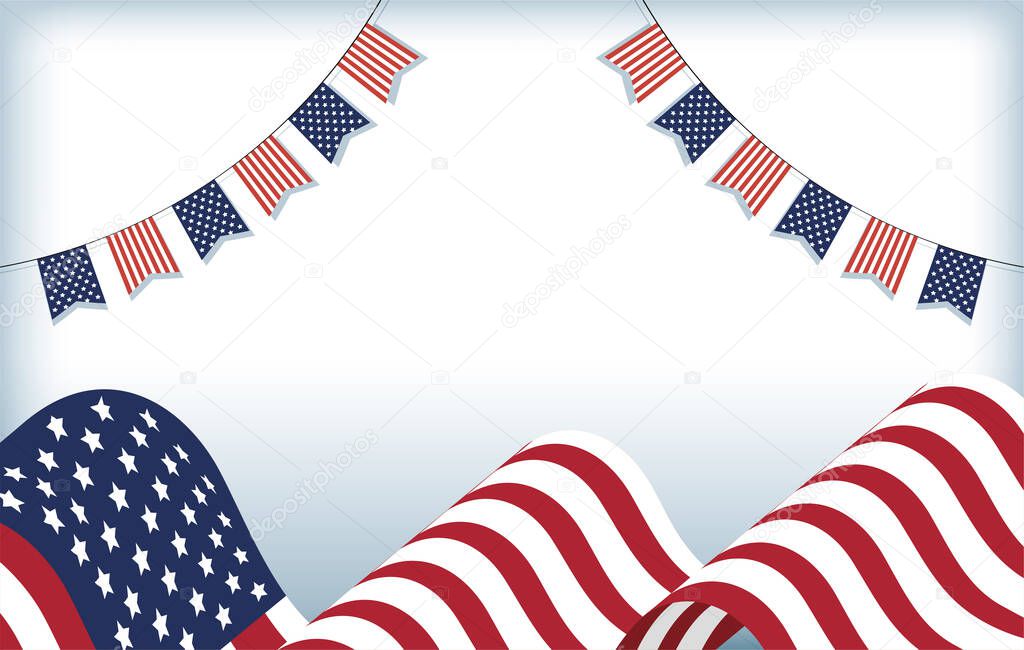 Usa flag with banner pennant vector design