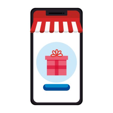 Çadır ve hediye vektör tasarımlı akıllı telefon