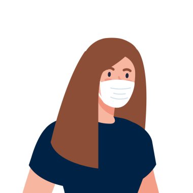 Tıbbi maske vektör tasarımlı kadın avatarı