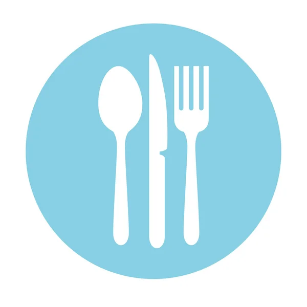 Cutlery on blue circle vector design — Stock Vector