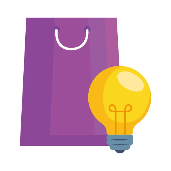 购物袋和灯泡矢量设计 — 图库矢量图片
