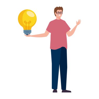 Ampul vektör tasarımlı insan avatarı