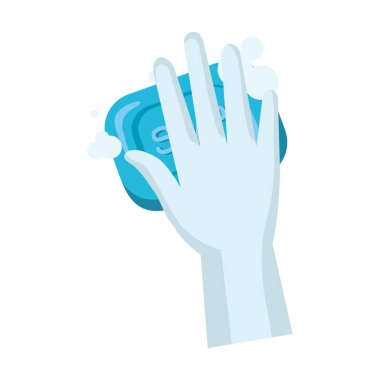 Sabun çubuğu vektör tasarımlı eldiven