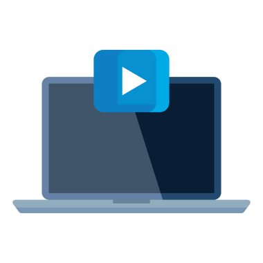 Dizüstü bilgisayar vektör tasarımında izole oynatma düğmesi