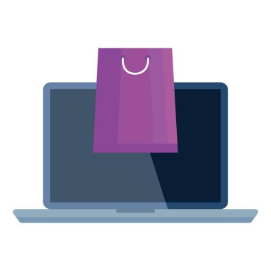 alışveriş çantası ve dizüstü bilgisayar vektör tasarımı
