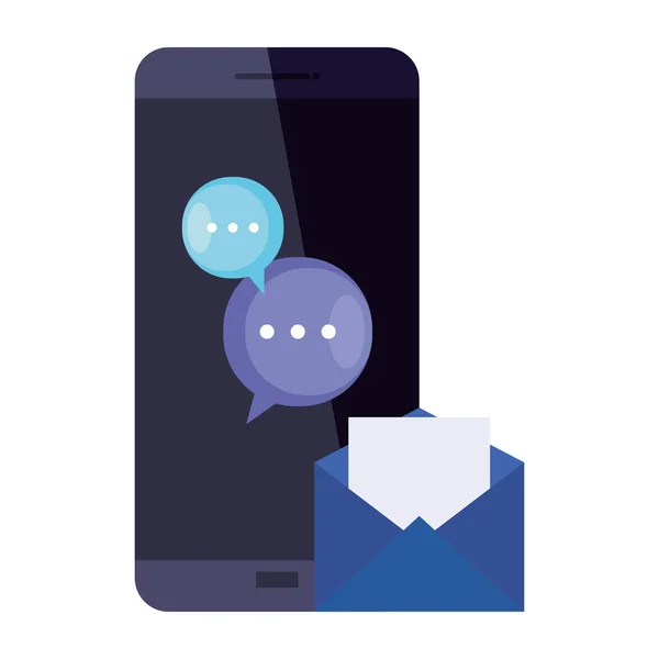 封筒メッセージ泡とスマートフォンのベクトルデザイン — ストックベクタ