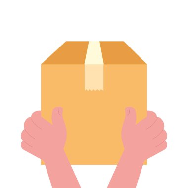 Eller teslimat kutusu vektör tasarımını tutuyor