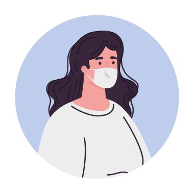 Tıbbi maske vektör tasarımlı kadın avatarı