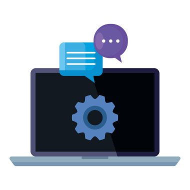 dişli dizüstü bilgisayar ve kabarcık vektör tasarımı