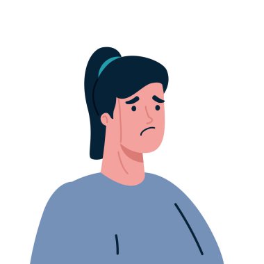 İzole edilmiş üzgün avatar kadın vektör tasarımı