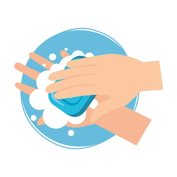 Isolated hands washing with soap bar vector design — Stock Vector