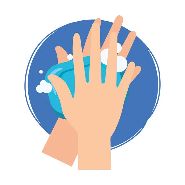 Isoliertes Händewaschen mit Seifenblasenvektordesign — Stockvektor