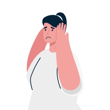 İzole edilmiş üzgün avatar kadın vektör tasarımı