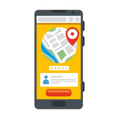 Güvenli dağıtım vektör tasarımının GPS işaretli akıllı telefon