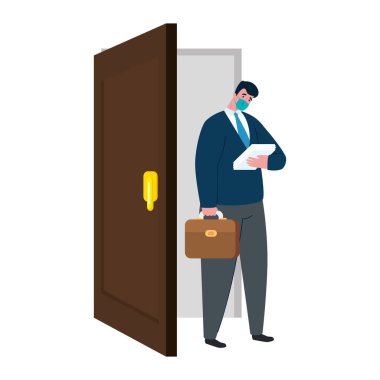 Belgeleri ve iflas vektörü tasarımı olan bir iş adamı.