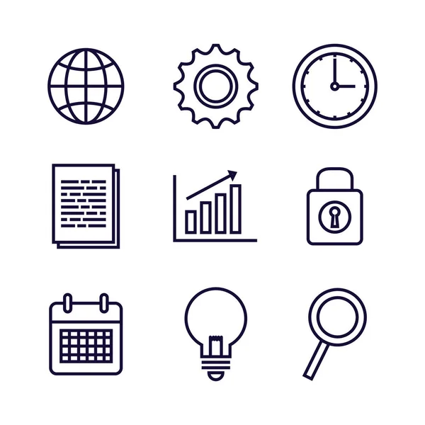 Conjunto de iconos de negocio, iconos para negocios, gestión, finanzas, estrategia, marketing — Vector de stock