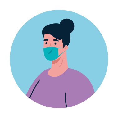 Tıbbi maske vektör tasarımlı kadın avatarı