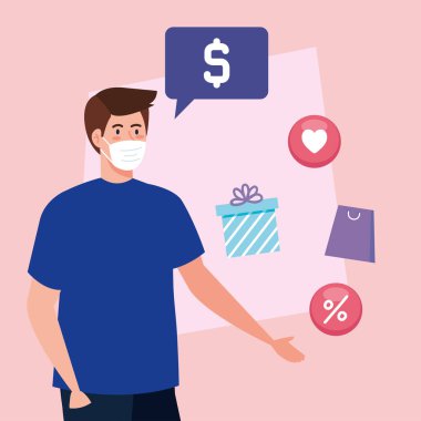 Maske ve dolar kabarcık vektör tasarımlı Umman avatarı