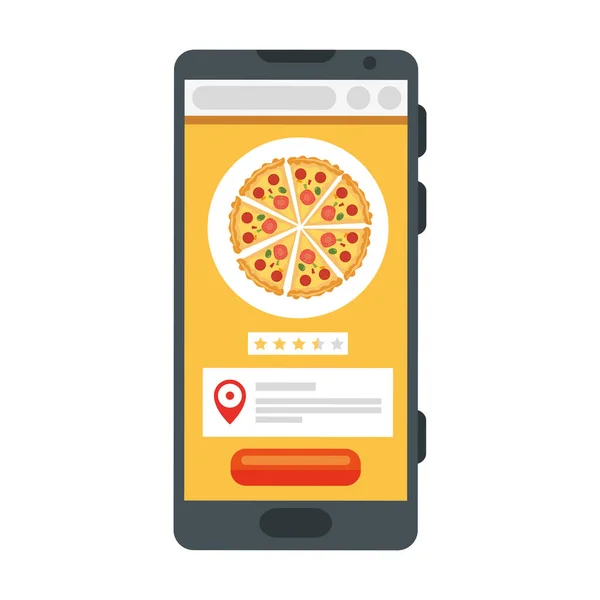Smartphone con pizza de diseño de vectores de entrega segura — Archivo Imágenes Vectoriales