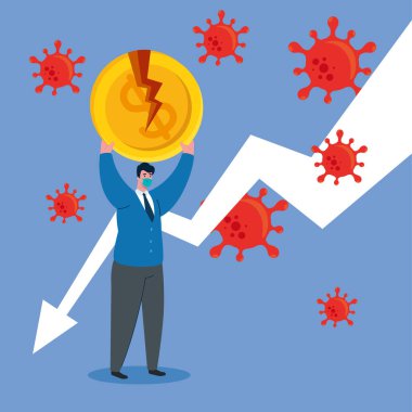 İflas vektör tasarımının maskesine sahip iş adamı