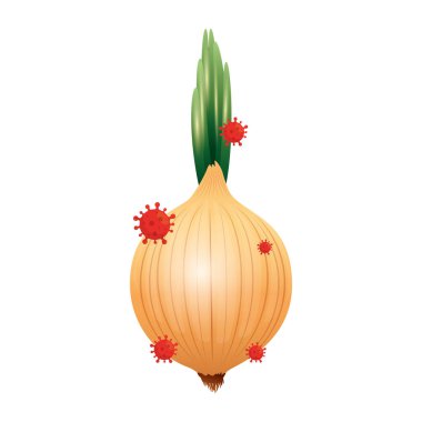 Covid 19 virüs tasarımı soğan sebzesi