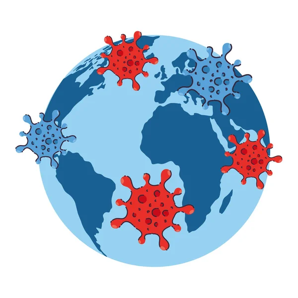 Covid 19病毒对世界病媒设计的影响 — 图库矢量图片