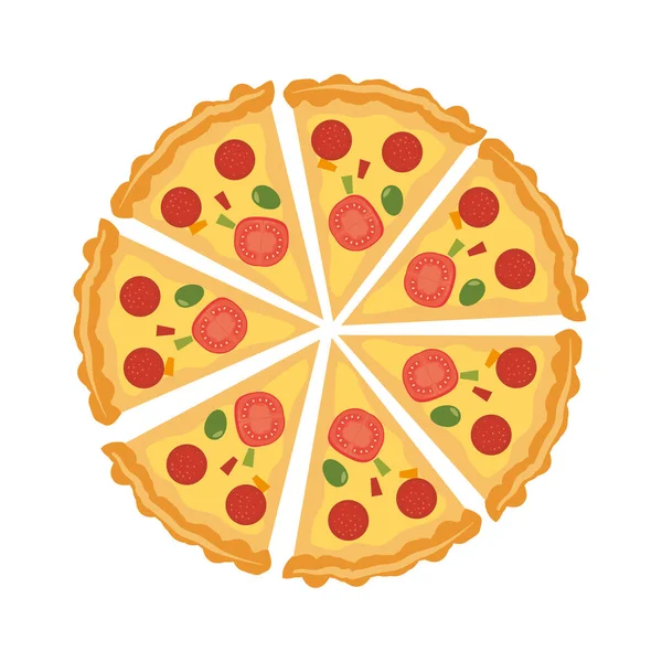 Diseño aislado del vector de alimentos pizza — Vector de stock