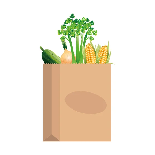 Verduras dentro de diseño de vectores bolsa — Vector de stock