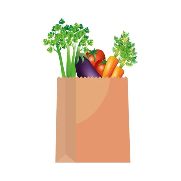Grönsaker inuti väska vektor design — Stock vektor