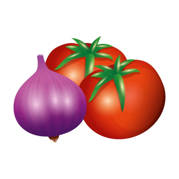 Tomato and garlic vegetable vector design — Stock Vector