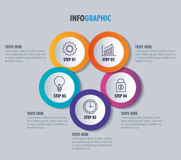 Infografikai sablon üzleti ikonkoncepcióval — Stock Vector