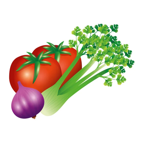 Σέλινο σκόρδο και ντομάτα λαχανικών διανυσματικό σχεδιασμό — Διανυσματικό Αρχείο